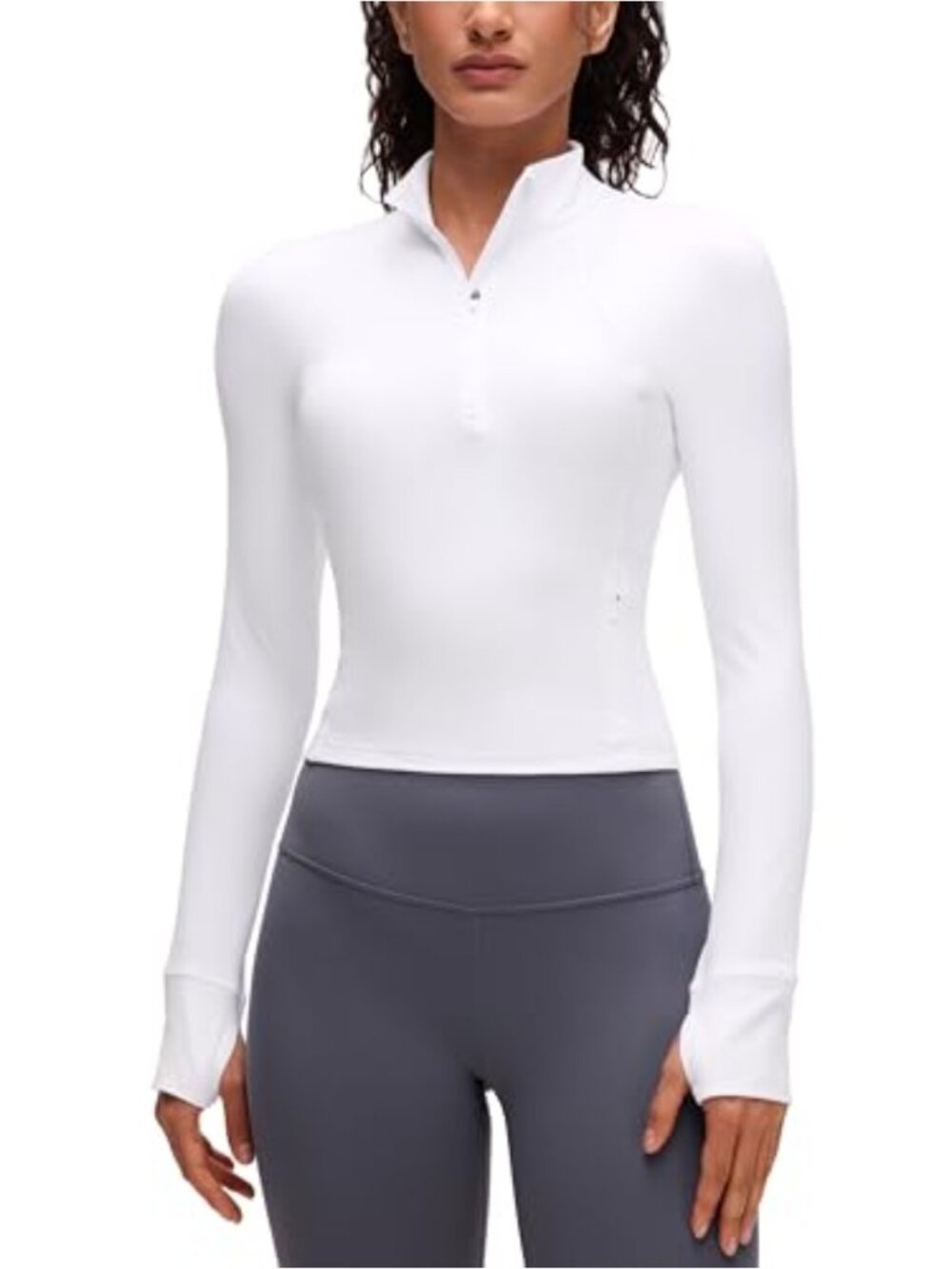CRZ YOGA Butterluxe Half Zip Crop Pullover Activewear Top